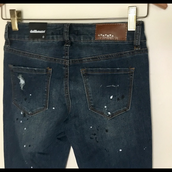 Dollhouse Juniors Tina Wash Paint Splatter Jeans - Picture 4 of 8